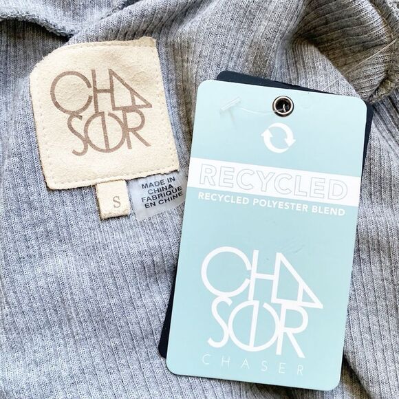 Chaser Brand Gray Thermal Waffle Knit Zip-up Puff Sleeve Sweatshirt Revolve - Picture 5 of 7